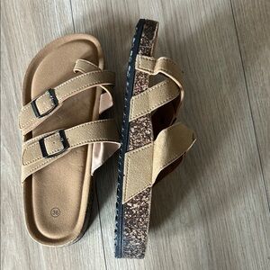 Tan Double-Strap Comfort Sandals